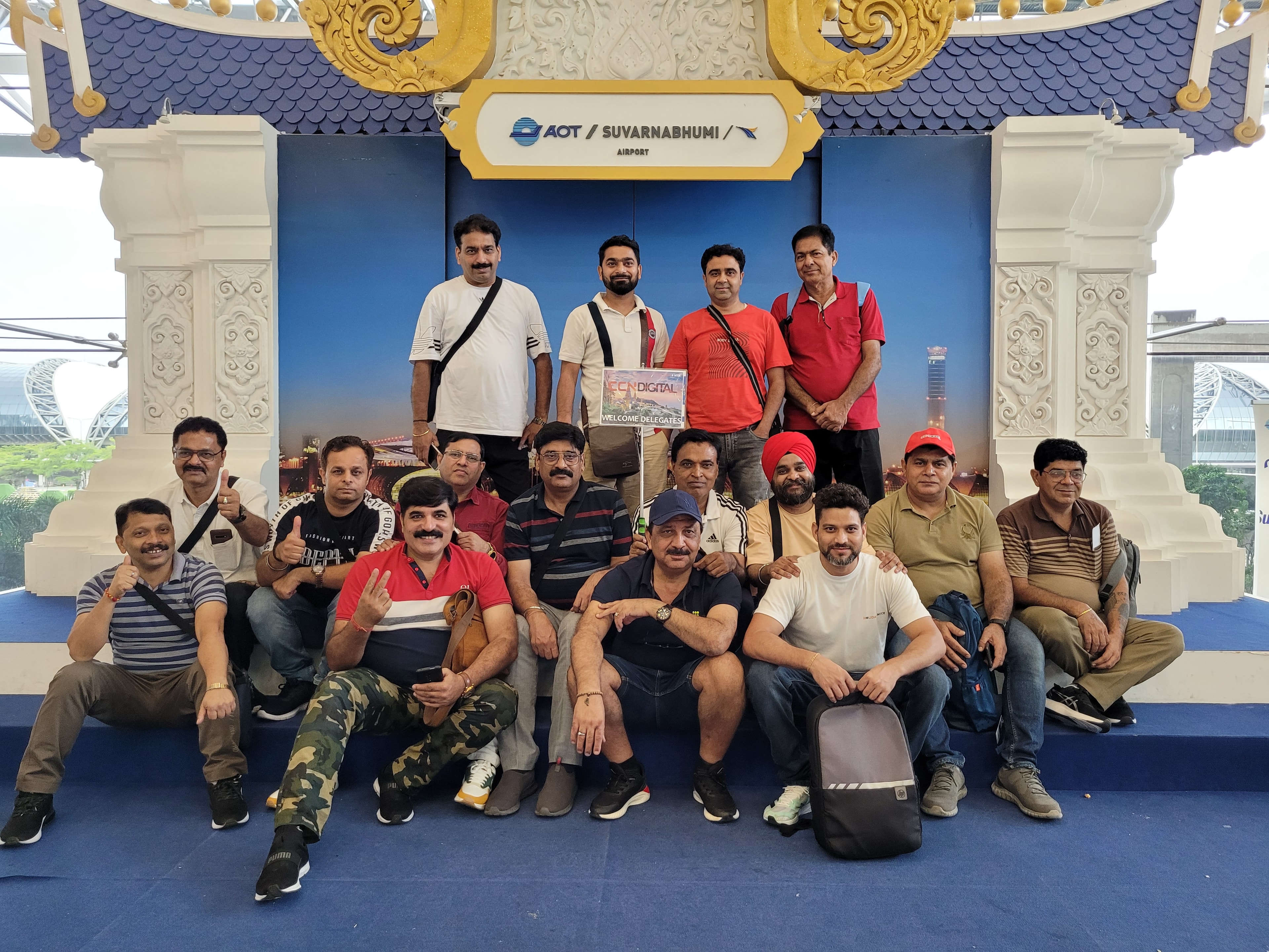30 pax cable company group at Suvarnabhumi Airport, Bangkok — welcome delegates